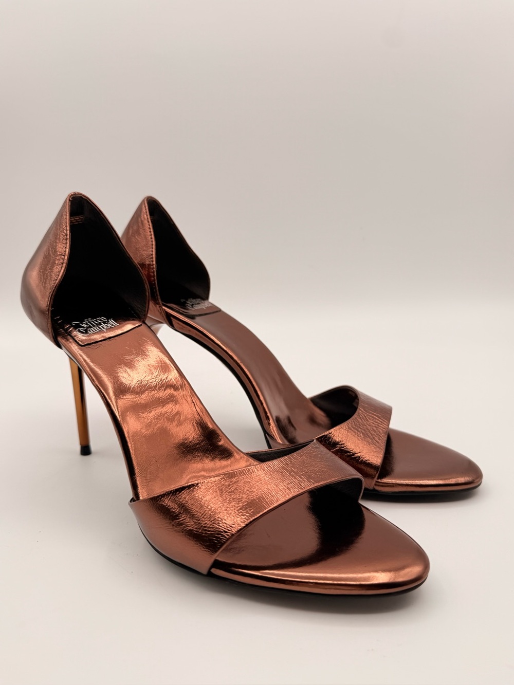 JEFFREY CAMPBELL Metallic Bronze Leather D’Orsay Stiletto Sandals Size 10